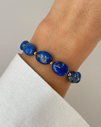 Bransoletka na gumce z lapis lazuli z hematytem