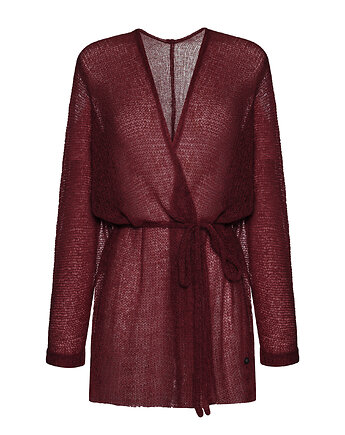Alpaka kimono z paskiem - Wino