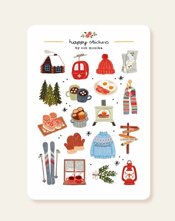 Zimowe góry - arkusz papierowych naklejek A6