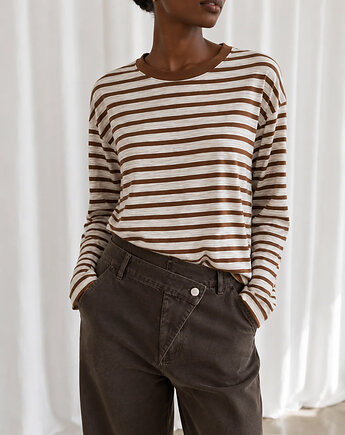 Longsleeve stripes chocolate ecru