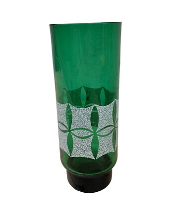 Zielony, szklany wazon VEB Kunst Glas Wasungen, Niemcy, lata 60.