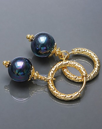 Pearls /navy blue / vol. 6 - kolczyki pozłacane /12.01.26/