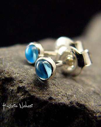 Kolczyki Sztyfty - Topaz Swiss Blue Srebro -