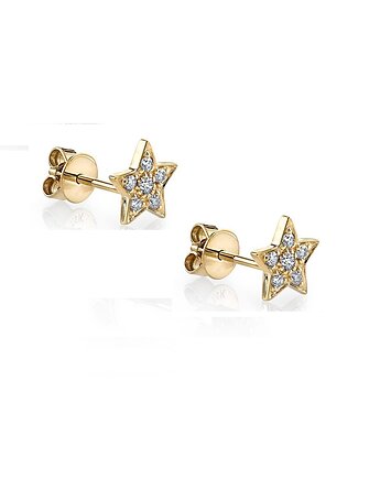 Kolczyki mini "stars" ozdobione cyrkoniami- srebro 925 pozłacane