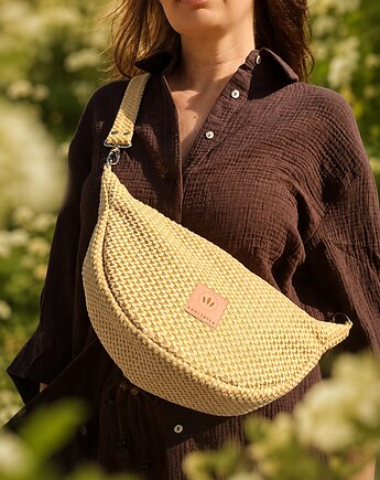 Welurowa listonoszka crossbody Żółta