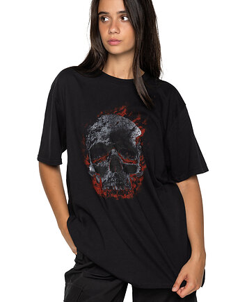 Koszulka loose fit UNDERWORLD Skull in fire