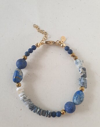 Bransoletka BOHO z opalem dendrytowym, lapis lazuli, hematytem