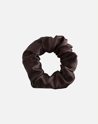 Jedwabna scrunchie gumka frotka midi brązowa