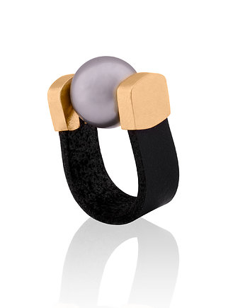 Pierścionek Grey Pearl Ring in Gold