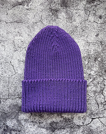 Czapka z merynosa neonowy fiolet