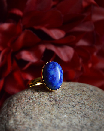 Lapis Lazuli Pierścionek Srebro 24K złoto