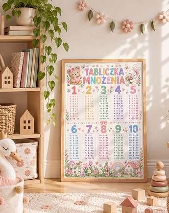 Plakat edukacyjny TABLICZKA MNOŻENIA dla dziewczynki