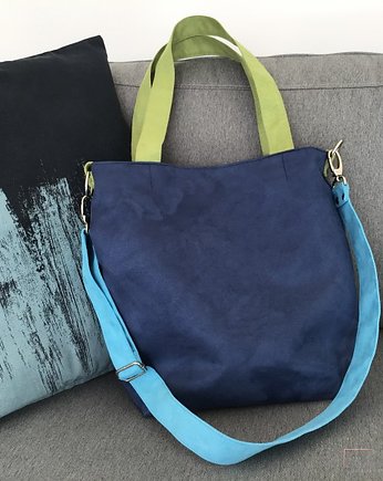 Torba hobo rozm. L - niebieski, limonka, błękit