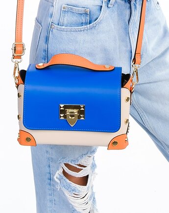 Torebka Skórzana - 3 kolory - crossbody , ozdobne nity (7045)