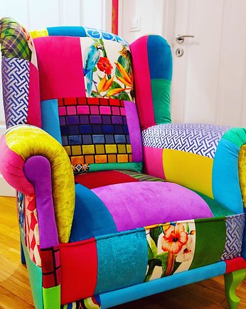 Fotel Uszak Blue Patchwork Juicy Colors