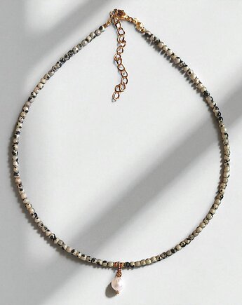Basic choker : jasper & pearl : jaspis i perła