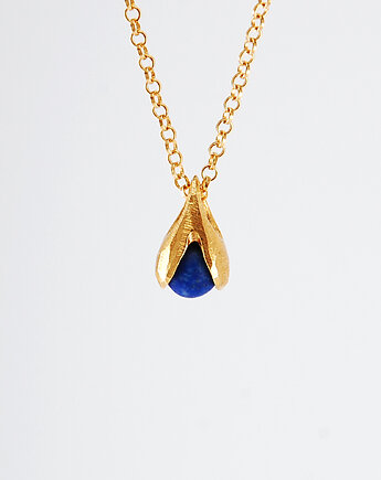 Złocony naszyjnik KONWALIA z lapis lazuli