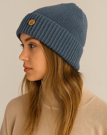 Czapka całoroczna beanie z wywinięciem uniwersalna bawełniana