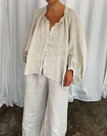 Koszula lniana baloon beige
