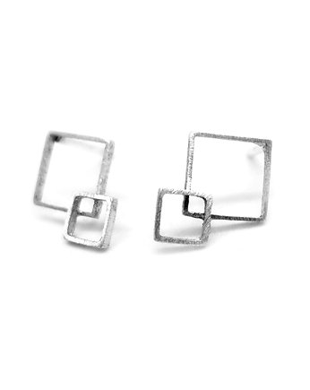 Srebrne kolczyki Kwadraty (M)