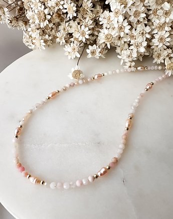 Naszyjnik Choker z opalem i perłą naturalną