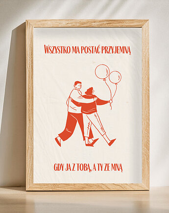 Minimalistyczny plakat dla pary, ja z tobą a ty ze mną