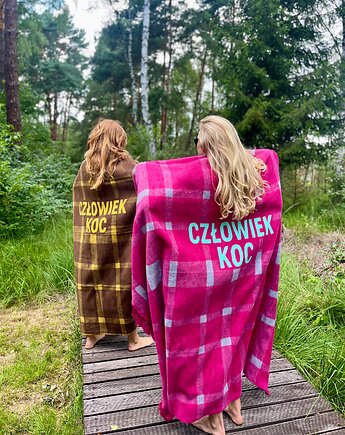 CZŁOWIEK KOC różowo-miętowy