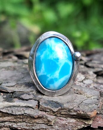 Niby larimar - pierścionek regulowany