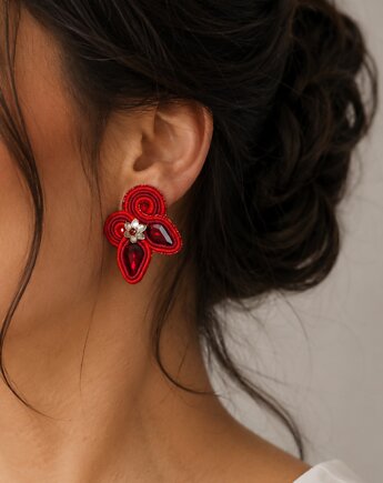 Czerwone kolczyki soutache