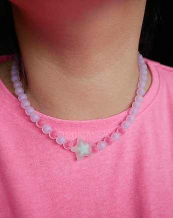 Kolorowy naszyjnik choker z koralików miętowa gwiazda
